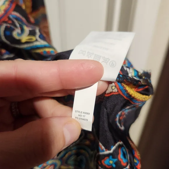 J. Crew Silk Twill Blouse Multicolor Paisley Art Mod Retro Funky Size 6 - Picture 8 of 9